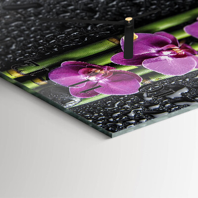 Pendule carrée en verre Orchidée