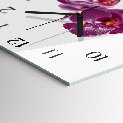 Pendule carrée en verre Orchidée