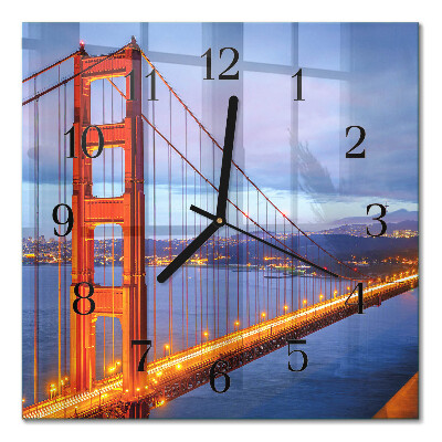 Pendule carrée en verre Golden gate