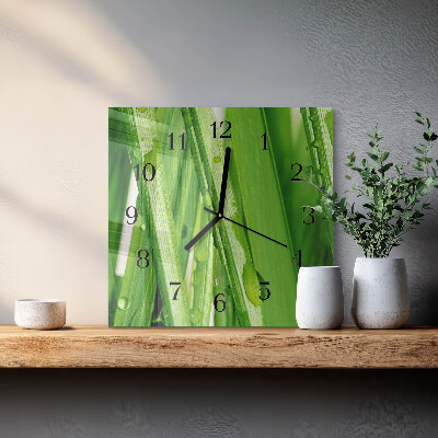 Pendule carrée en verre Herbe