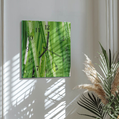 Pendule carrée en verre Herbe