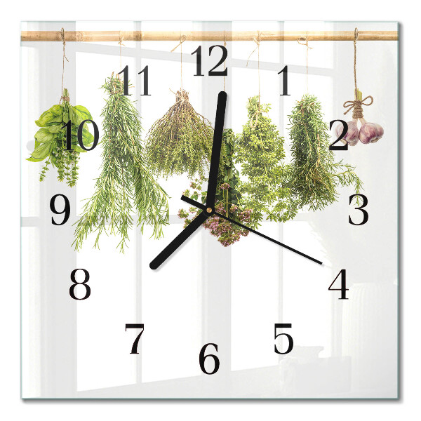 Pendule carrée en verre Herbes