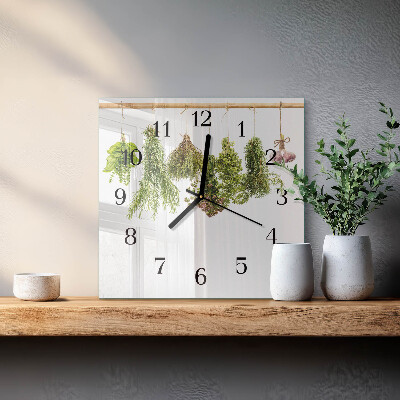 Pendule carrée en verre Herbes
