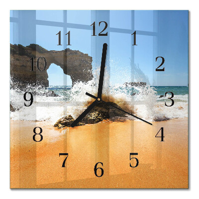 Pendule carrée en verre Plage