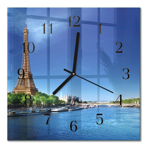 Pendule carrée en verre Le ciel de paris