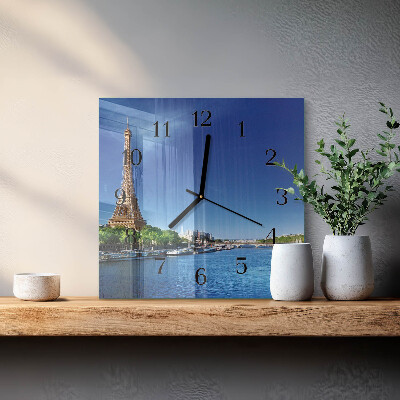 Pendule carrée en verre Le ciel de paris