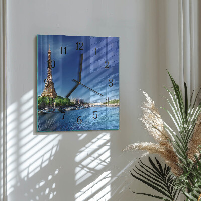 Pendule carrée en verre Le ciel de paris