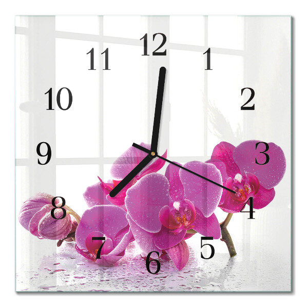 Horloge murale carrée Orchidée