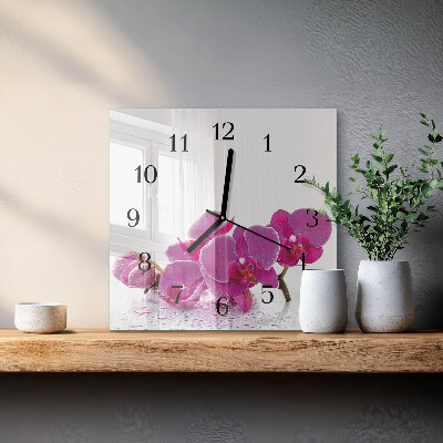 Horloge murale carrée Orchidée