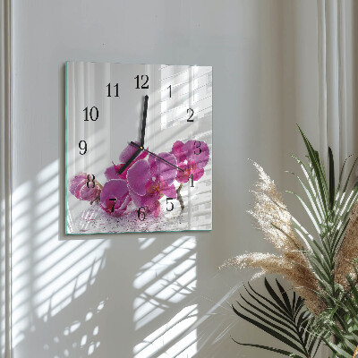 Horloge murale carrée Orchidée