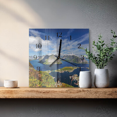 Pendule carrée en verre Montagnes