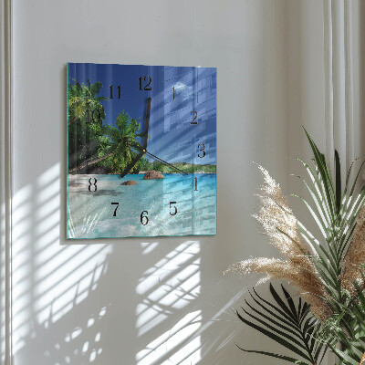 Pendule carrée en verre Palm island