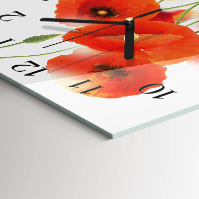 Pendule carrée en verre Coquelicots
