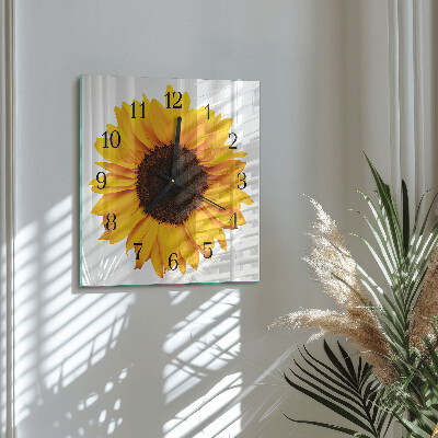 Pendule carrée en verre Tournesol
