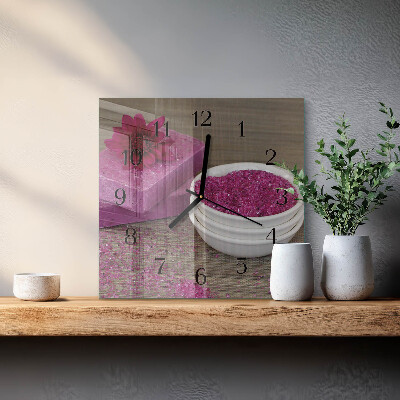 Pendule carrée en verre Fleur