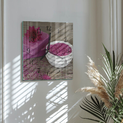 Pendule carrée en verre Fleur