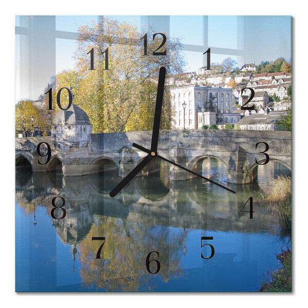 Pendule carrée en verre Pont