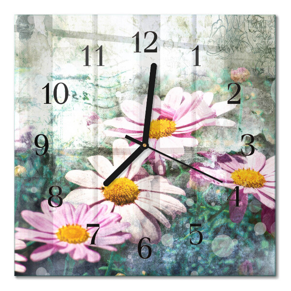 Horloge murale carrée Fleurs