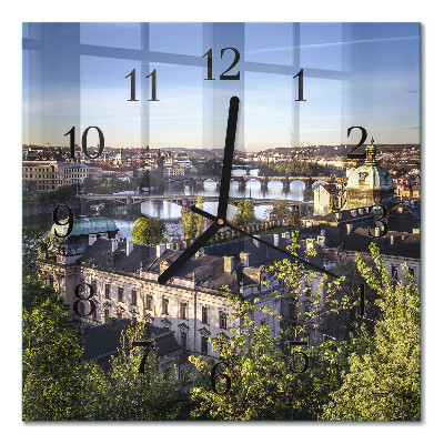 Pendule carrée en verre Prague