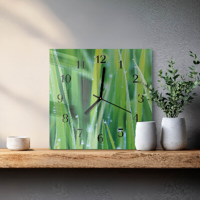 Pendule carrée en verre Herbe