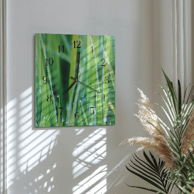Pendule carrée en verre Herbe