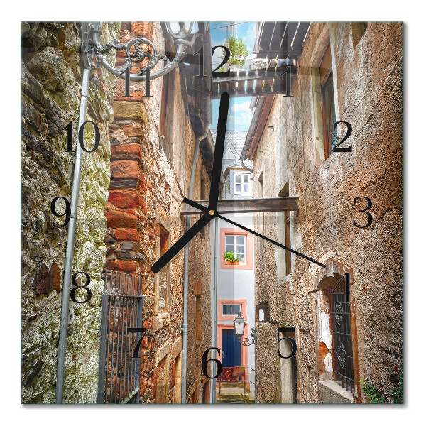 Pendule carrée en verre Rue