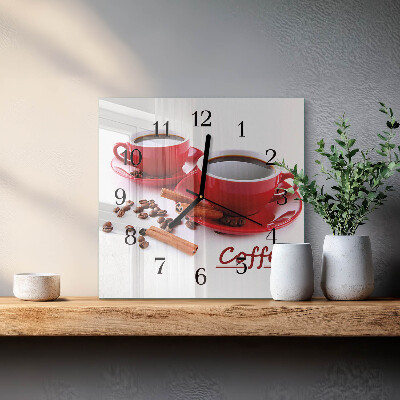 Horloge murale carrée Une tasse de café