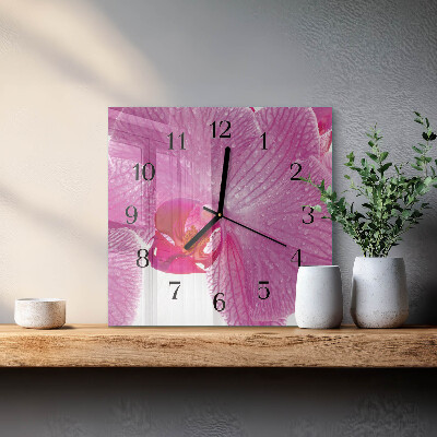 Horloge murale carrée Orchidée