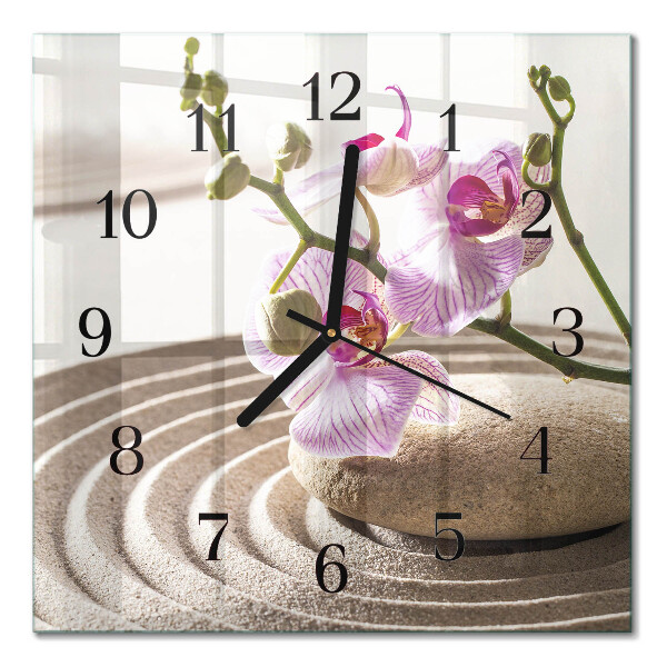 Pendule carrée en verre Orchidée des sables