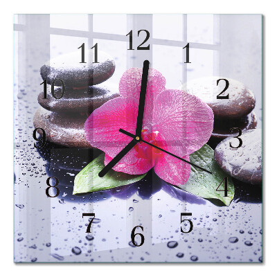 Horloge murale carrée Orchidée