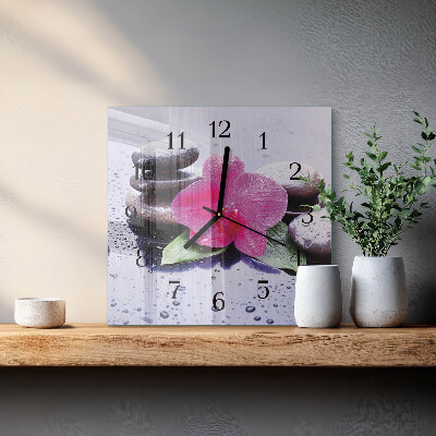 Horloge murale carrée Orchidée