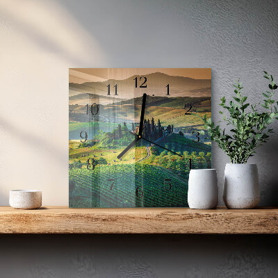 Pendule carrée en verre Paysage