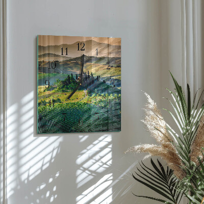 Pendule carrée en verre Paysage
