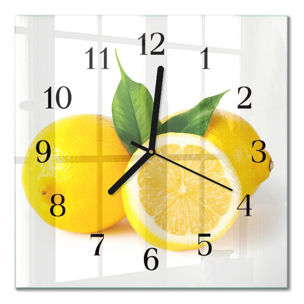 Pendule carrée en verre Citrons