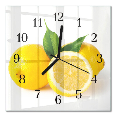 Pendule carrée en verre Citrons