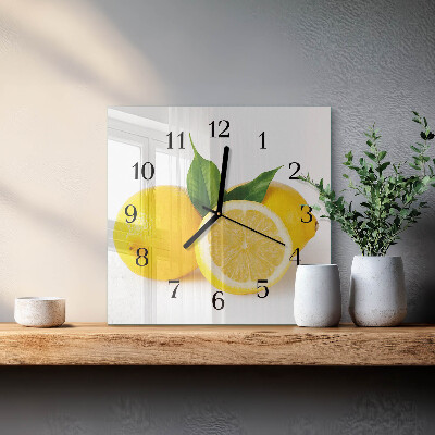 Pendule carrée en verre Citrons