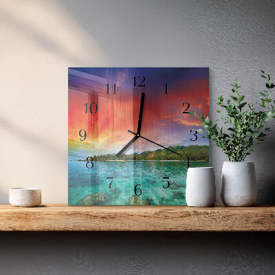 Pendule carrée en verre Paysage