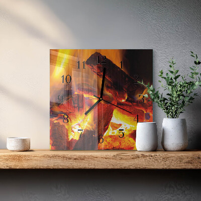 Pendule carrée en verre Feu