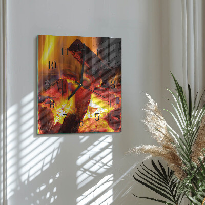 Pendule carrée en verre Feu