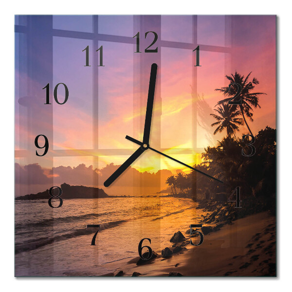 Horloge murale carrée Coucher de soleil