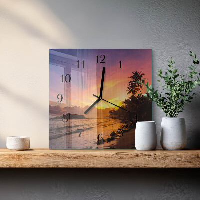 Horloge murale carrée Coucher de soleil