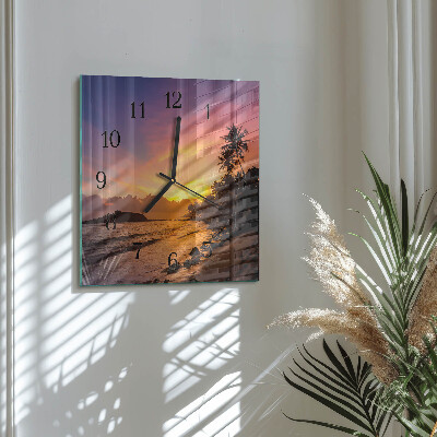 Horloge murale carrée Coucher de soleil