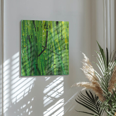 Pendule carrée en verre Herbe