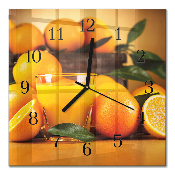 Pendule carrée en verre Oranges