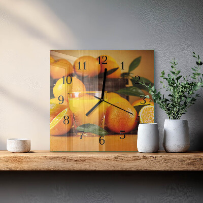 Pendule carrée en verre Oranges