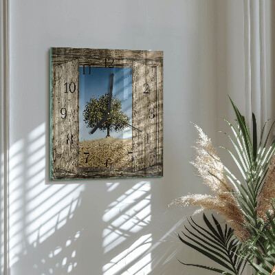 Horloge murale carrée Arbre