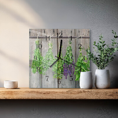 Pendule carrée en verre Herbes