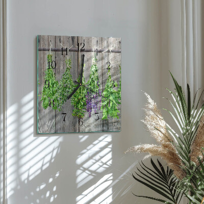 Pendule carrée en verre Herbes