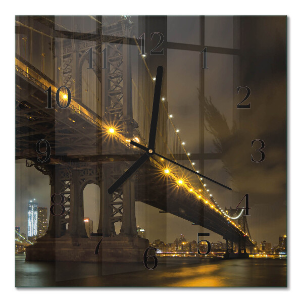 Pendule carrée en verre Pont de nuit