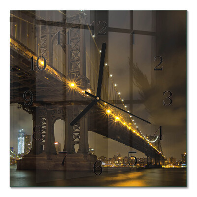 Pendule carrée en verre Pont de nuit